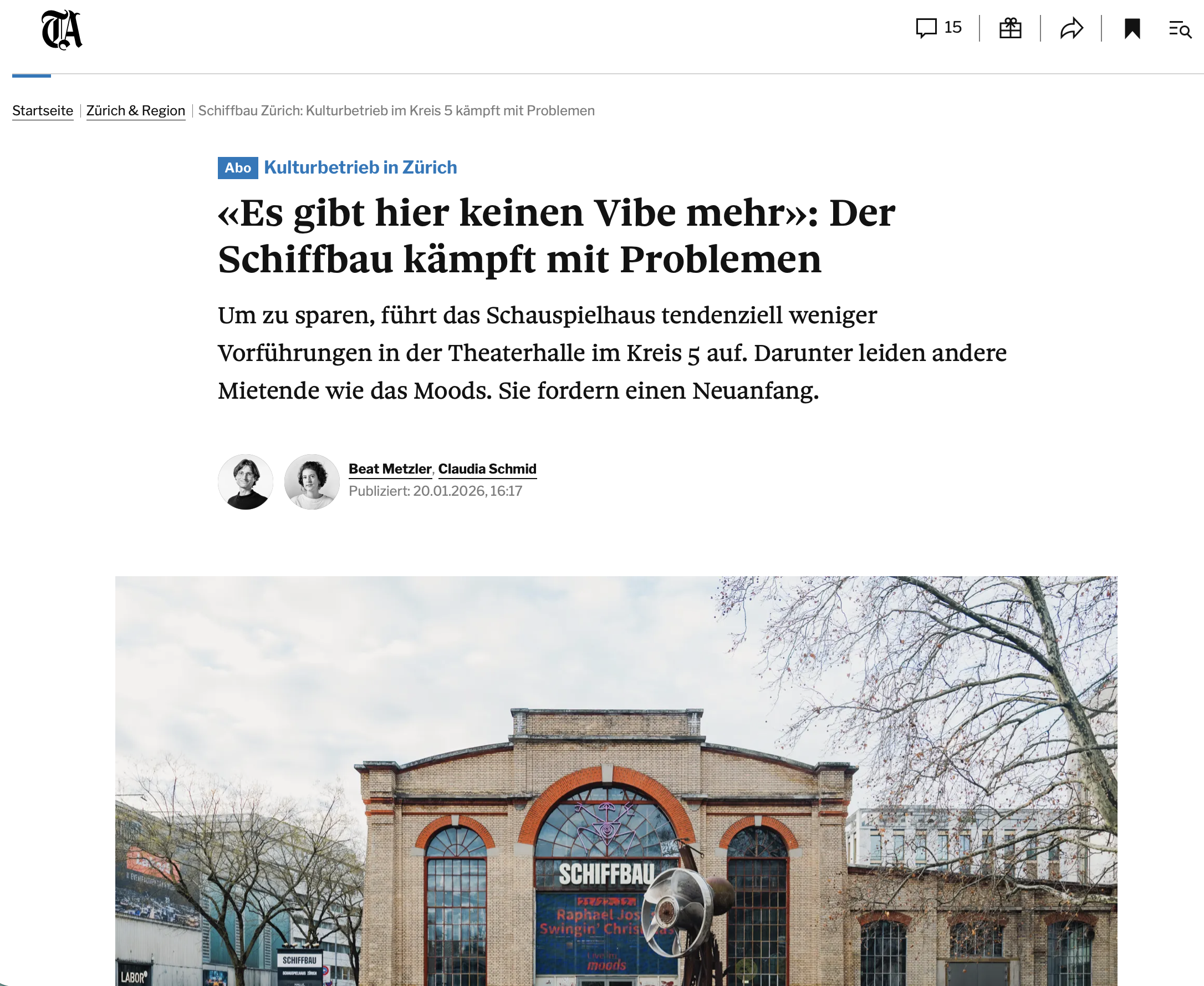 Bericht im Tages-Anzeiger vom 20.01.2026